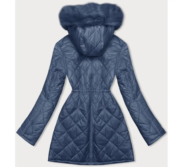 Svetlomodrá obojstranná dámska prešívaná bunda - kožuch (H-897-100)