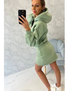 Zateplené šaty s obálkovým dnom tmavo mätovej farby