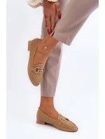 Dámské mokasíny na ploché podrážce s ozdobou Camel model 21650946 - Boto Dámské mokasíny na ploché podrážce s ozdobou Camel model 21650946 - Boto