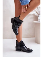 Lakované Dámské Boty S Ozdobou Zateplené Černé model 21671780 - S.Barski