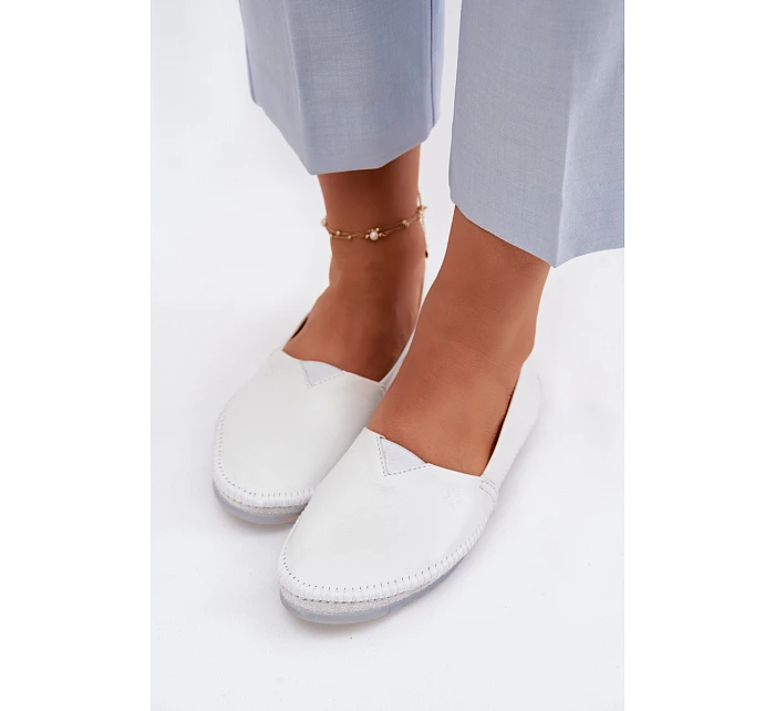 Dámské kožené baleríny model 22100748 Bílá - Maciejka