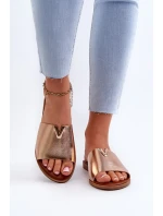 Dámske ploché papuče na podpätku z ekokože, zlaté Maliha