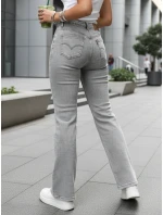 Jeansy damskie z wysokim stanem szare model 22015401 - FashionStreet