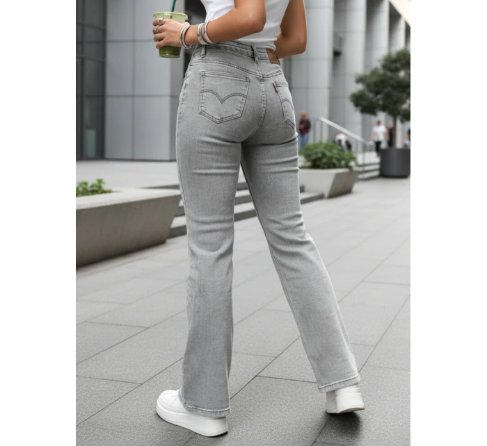 Jeansy damskie z wysokim stanem szare model 22015401 - FashionStreet