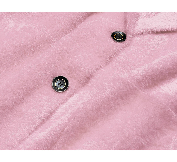 Krátký vlněný přehoz přes obleční typu alpaka v bledě růžové barvě (7108-1)