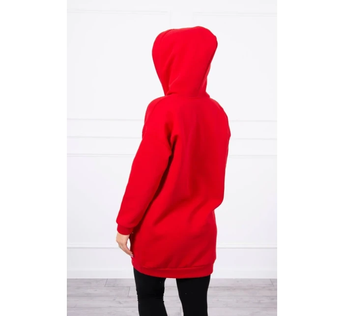 Mikina s kapucňou a nášivkami červená