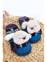 Dětské pantofle s podrážkou a medvídkem modré model 21641399 - Boto