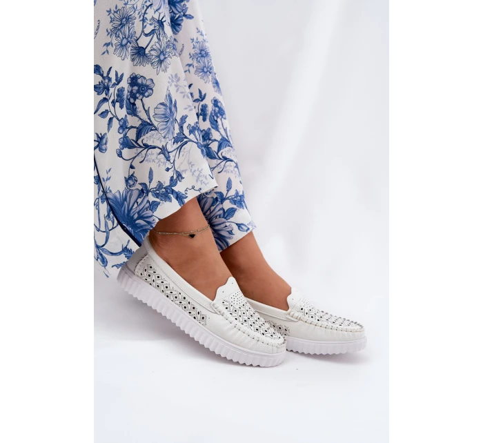 Kožené Dámské Mokasíny S  Bílé model 21691919 - VINCEZA