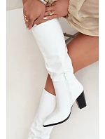 Zateplené kozačky na zip, eko kůže, bílé model 22320928 - Boto