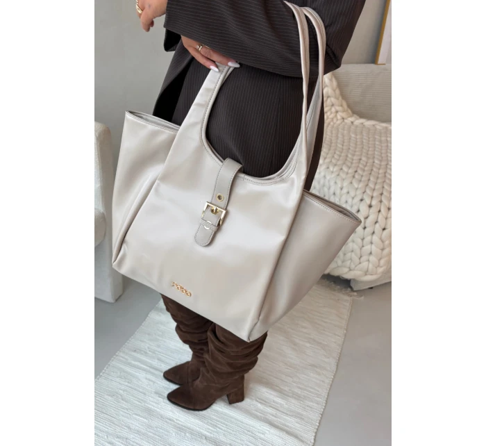 Dámska nákupná taška so sponou Nobo - svetlo béžová