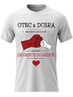 Pánske bavlnené tričko s potlačou - OTEC & DCERA - biele