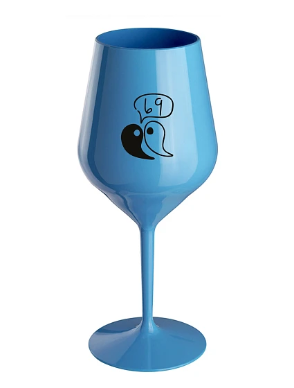 69 - modrý nerozbitný pohár na víno 470 ml