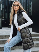 Dámská prošívaná vesta TY5257 s kapucí černá - FashionStreet