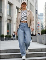 Dámske baggy džínsy s vysokým pásom modré FashionStreet UY2927 Dámske baggy džínsy s vysokým pásom modré FashionStreet UY2927