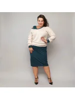 Béžovo-tmavozelené šaty s pletenou blúzkou (682)