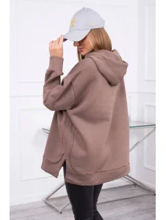 Zateplená mikina so zipsom na boku mocca