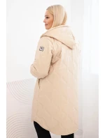 Dámske Plus veľkosť zimné prešívané bundy s kapucňou béžová