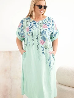 Dámské viskózové šaty Plus Size s krátkým rukávem a rozparky po model 22092334 - K-Fashion