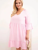 Dámske šaty z viskózy v nadmernej veľkosti s lemovaním Azura Candy Pink