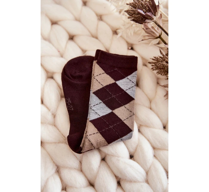 Młodzieżowe Wysokie Skarpety W Kratę 5-Pak Multikolor