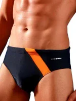BD 411 pánske plavecké nohavičky sivé/oranžové - Sesto Senso