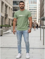 Pánske zelené tričko s klasickou potlačou FashionStreet NX5122R