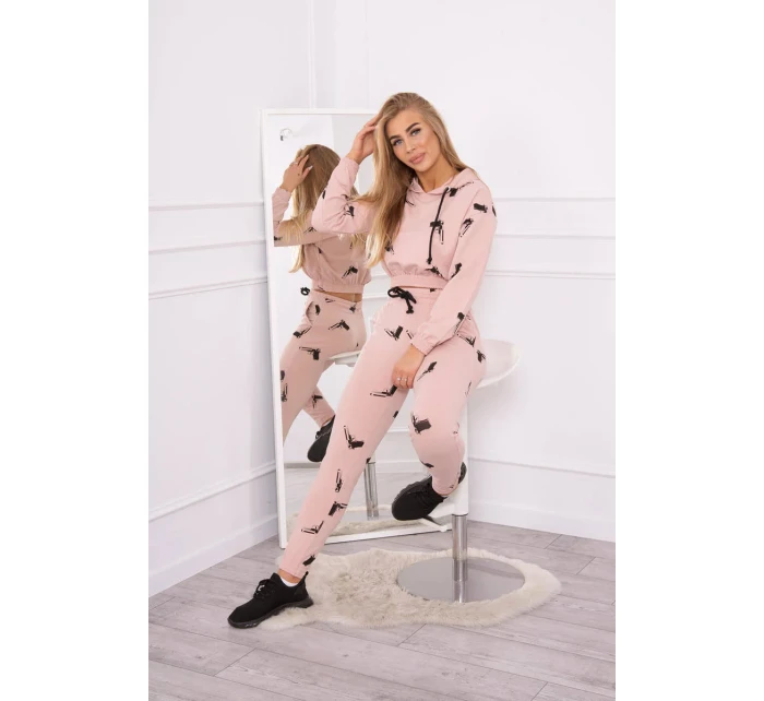 Sada s potlačou pištole tmavo púdrovo ružová