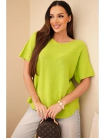 Dámský svetr s krátkým rukávem volného střihu model 21890082 - K-Fashion