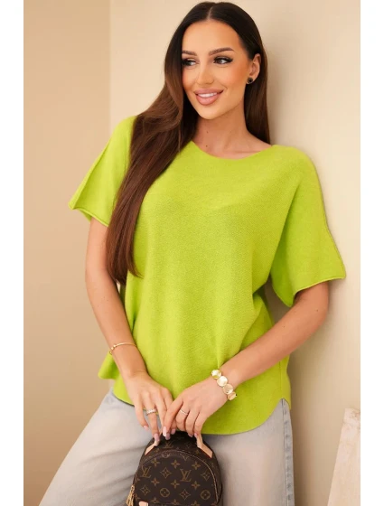 Dámský svetr s krátkým rukávem volného střihu model 21890082 - K-Fashion
