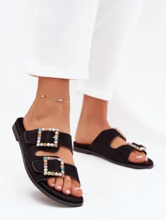 Sandály S Přezkami Na Ploché Podpatky Černé model 21705548 - Boto