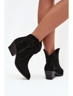Nazouvací dámské kozačky z přírodního semiše černé model 21713735 - Boto