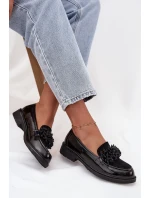 Damskie Mokasyny Lakierowane S.Barski HY52-369B Czarne