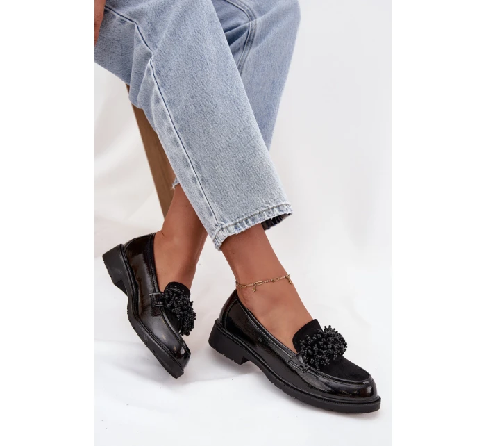 Damskie Mokasyny Lakierowane S.Barski HY52-369B Czarne