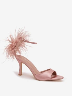 Caelina sandále na podpätku s pierkami - staroružové