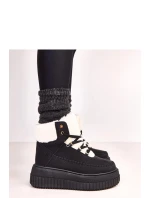 Dámske zimné topánky s kožúškom ZH15 Black with white - Next Step