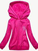 Krátka ružová dámska tepláková mikina (26013)