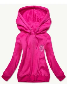 Krátka ružová dámska tepláková mikina (26013)