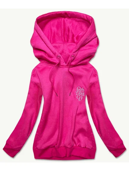 Krátka ružová dámska tepláková mikina (26013)