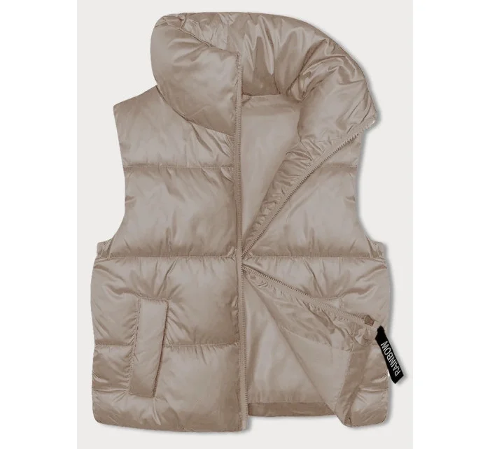 Světle béžová krátká dámská vesta se stojáčkem model 19642596 - S'WEST