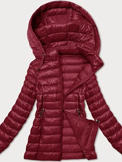 Dámska prešívaná bunda s kapucňou J Style bordová (16M9102-06)