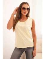 Dámske bavlnené tričko bez rukávov klasického strihu v žltej farbe