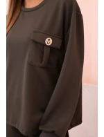 Dámska maslová mikina a nohavice s khaki gumou