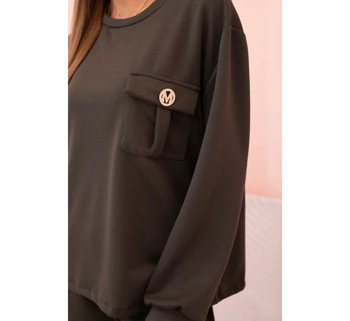 Dámska maslová mikina a nohavice s khaki gumou