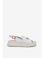 Dámské kožené sandály s ozdobou model 21695456 bílé - VINCEZA