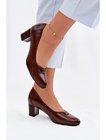 Lodičky na podpatku model 22100855 Hnědé - VINCEZA