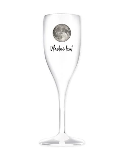 Personalizovaná nerozbitná pohár na prosecco s fázou mesiaca