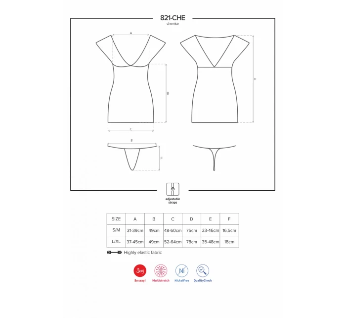 Košieľka 821-CHE chemise - Obsessive