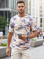 Pánske tričko s vojenskou potlačou béžovej farby FashionStreet NX2005R