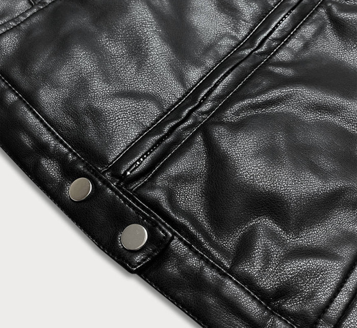 Čierna bunda ramoneska so stojačikom (11Z8008)