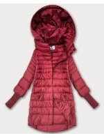 Dámská bunda v korálové barvě pro přechodné období s stahovacími lemy model 21389938 - FLY MODA